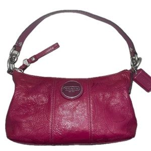 Vintage Coach Signature Demi Stich Patent Shoulder Bag - Red